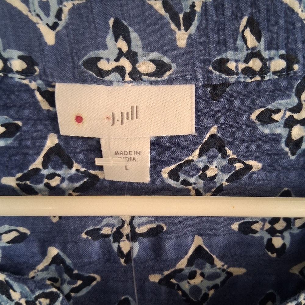 J Jill NWT Button Down 100% Cotton Pearl Button Floral Top L - Picture 4 of 6